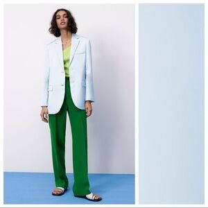 NWT. Zara Limited Edition Light Blue Straight Cut Blazer. Size L.